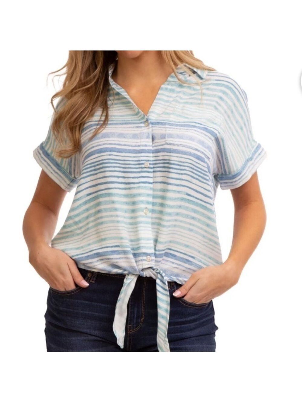 Jordache women’s front tie soft oversized top XL
